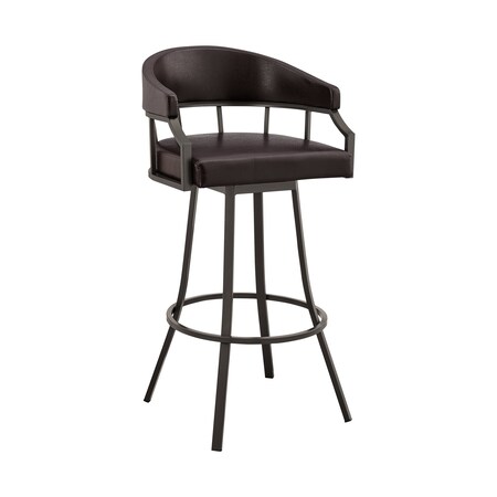 Armen Living Palmdale 30" Swivel Brown Faux Leather and Java Brown Metal Bar Stool 795044878141